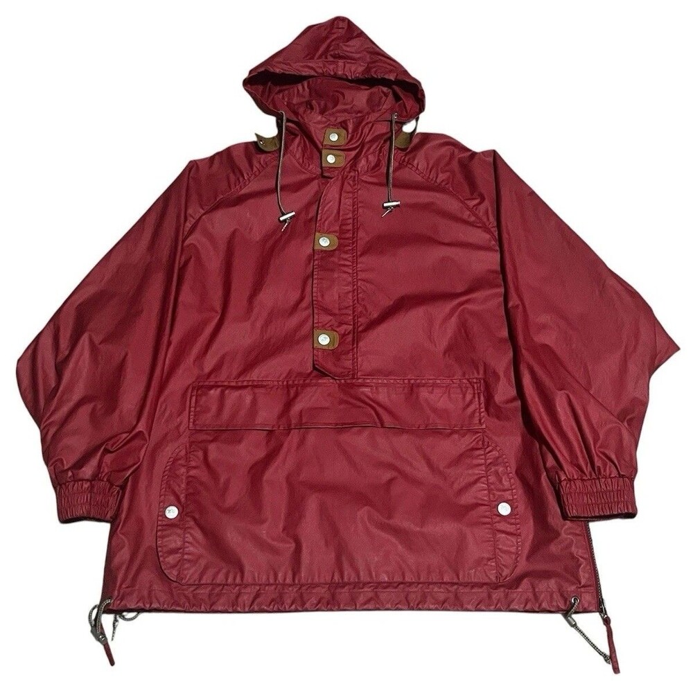 Willis & Geiger Anorak Jacket Men’s Large Red Cinch Kangaroo Pouch Polyurethane